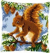 Eekhoorn in dennenboom - Voorbedrukt kruissteek kussen - Vervaco
