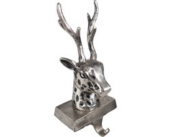 Clayre & Eef Haak Kerstsok Rendier 28 cm Zilverkleurig Aluminium