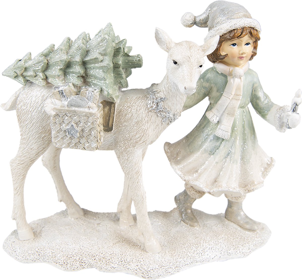 Clayre & Eef Beeld Kind 18 cm Wit Polyresin