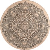Rumba 3083- Rond 80cm Ornamental vloerkleed bohemien tapijt handgezaagde gerecycleerd katoen