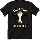 T-Shirt Knaller T-Shirt|Trots op de boeren / Boerenprotest / Steun de boer|Heren / Dames Kleding shirt Koe|Kleur zwart|Maat XXL