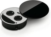 SMILE - Inbouw Contactdoos - Twister - Zwart Glas - 2 voudig stopcontact met USB