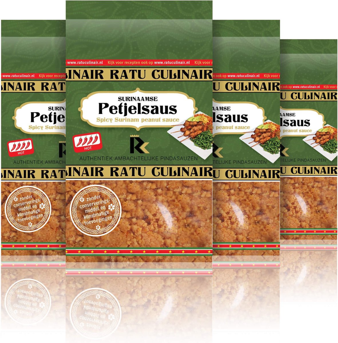 Ratu Culinair Surinaamse Petjelsaus - pecel pindasaus glutenvrij - 4 x 400gr