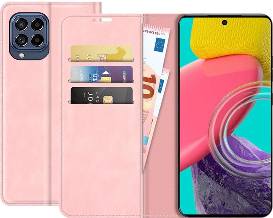 Bookcase hoesje pour Samsung Galaxy M53 - Just in Case - Rose Solide - Simili Cuir