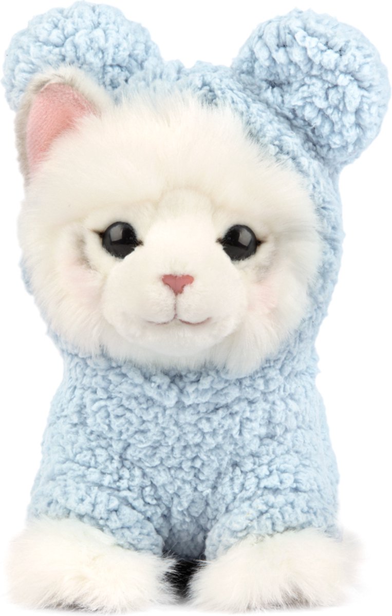 Studio Pets® Knuffel - Ragdoll kitten Mousie 23cm met blauw teddy truitje - Pluche knuffel