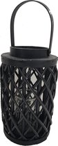 Lanterne en Bamboe - noir - Lanterne - vent léger - bougeoir - 30 cm de haut