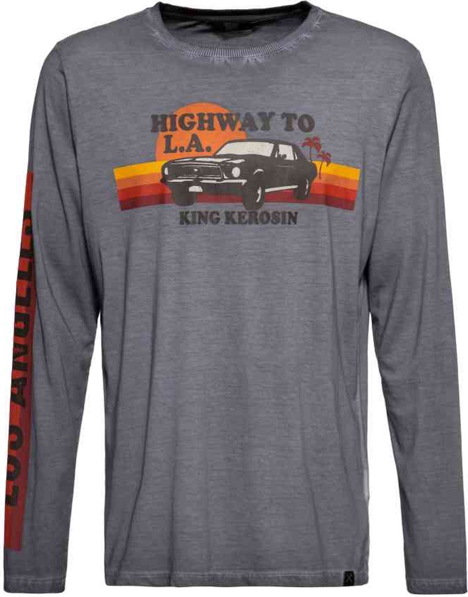 King Kerosin Longsleeve shirt -XXL- Highway to LA Grijs