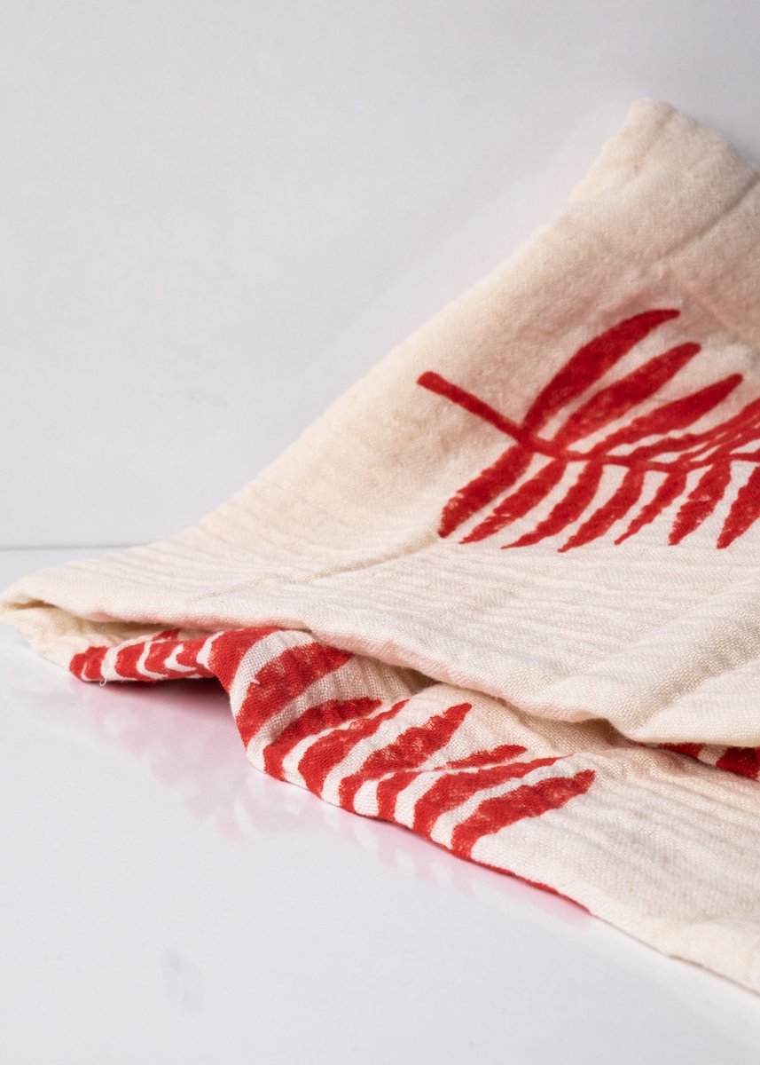 Handdoeken - Badhanddoeken - Beach Towel - Strandlaken - Rode Blad - %100 Katoen - Zwembad- 170cm x 100cm