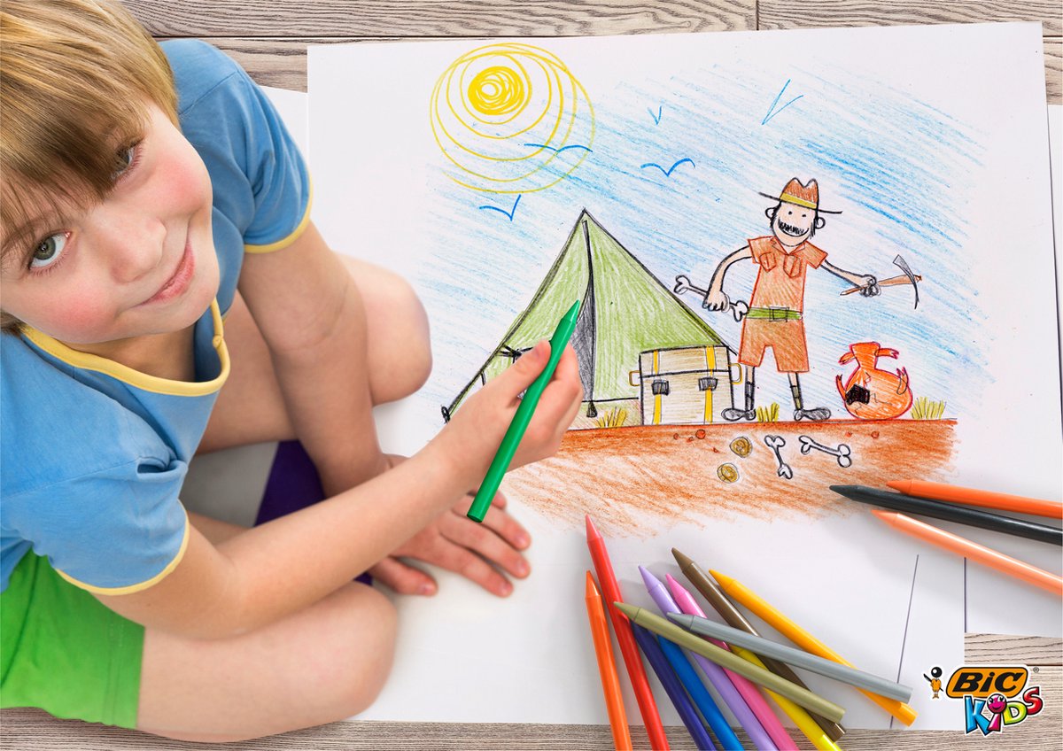 BIC Kids Plastidecor - Waskrijtjes - Vlekbestendig - Krijt - Waskrijt - Kinderen - 24 Stuks — afbeelding 4