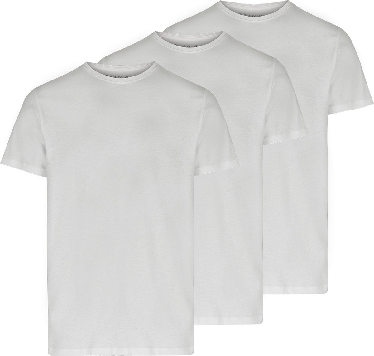 Phil & Co Ondershirt Heren T-shirt Ronde Hals Regular Fit 3-Pack Wit - Maat XL