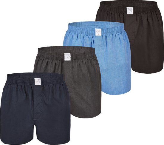 MG-1 Wijde Geweven Boxershorts Heren 4-Pack Effen - Maat M