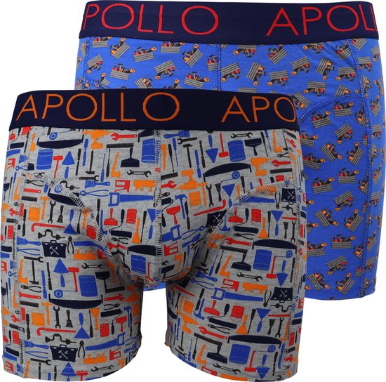 Apollo Heren Boxershorts Tools Print Grijs/Blauw - Maat M | bol.com