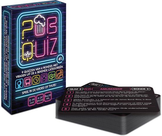 Afbeelding van het spel Pubquiz #1 (NIEUWE VRAGEN 2022 !) - Pocketformaat Trivia Quiz / Quizspel voor in de kroeg, thuis of onderweg / Cadeau (198 VRAGEN !)