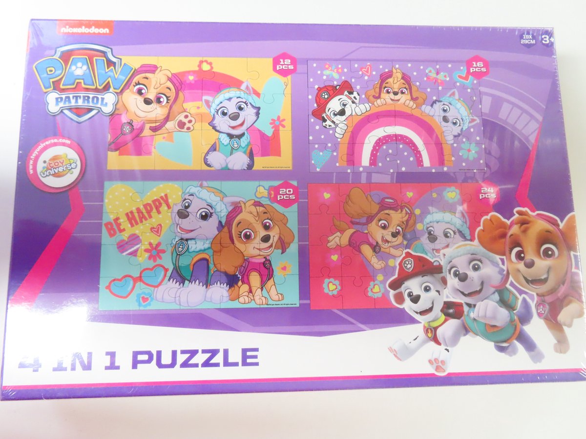 Nickelodeon - Paw Patrol - Puzzel- 4 in 1 - 12 /15 / 20 /24 stukjes ...