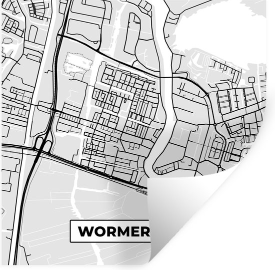 Stickers muraux - Film autocollant - Carte - Wormerveer - Plan de la ville - Carte - 120x120 cm - Film adhésif - Stickers muraux Chambre d'enfant - Papier peint autocollant XXL - Papier peint autocollant - Film autocollant