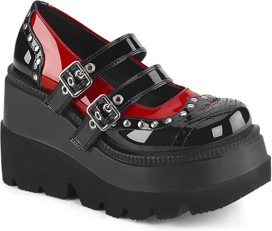 Demonia Sleehakken Shoes- SHAKER-27 US Zwart/Rood
