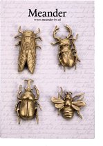 Magneetjes Insect goudkleurig (set van 4) 3x0,7x5,5cm