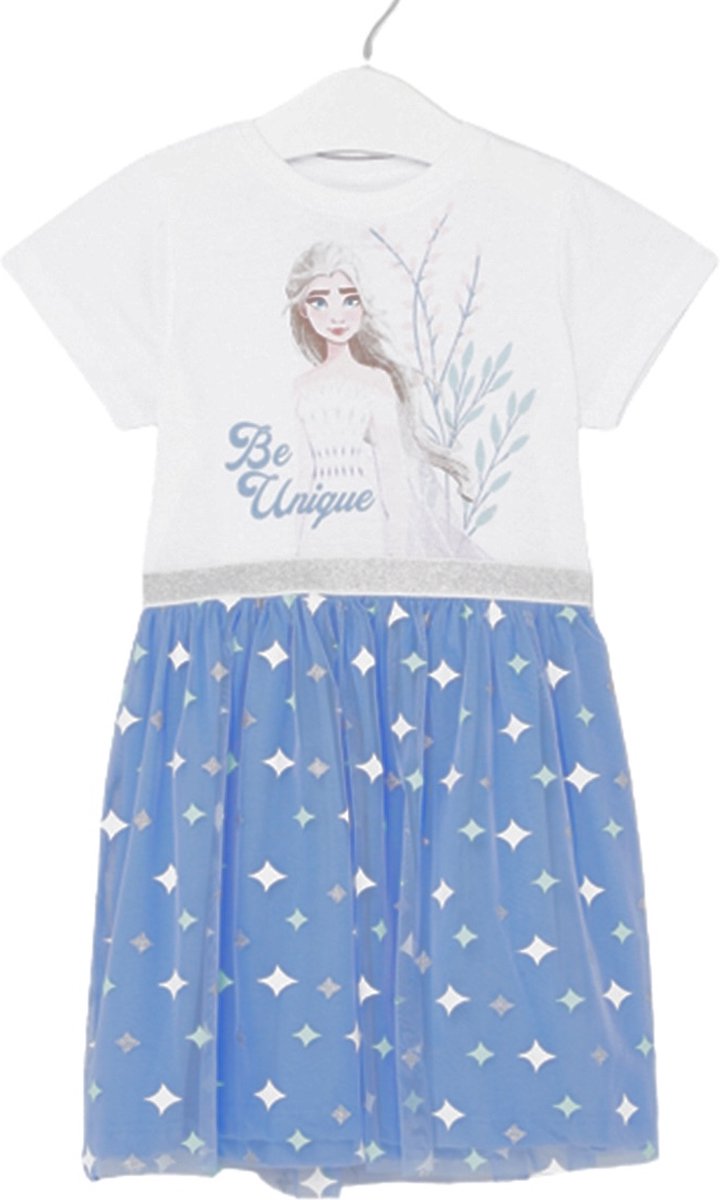 Disney Frozen II Jurk - Be Unique - Wit /Blauw - Maat 104 (4 jaar)