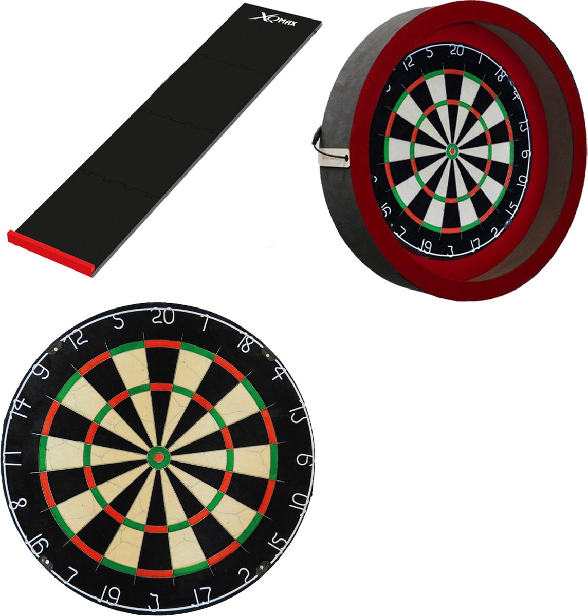 Darts Set - Plain dartbord - dartbord verlichting - puzzel dartmat - rood