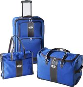 Oneiro’s Luxe Kofferset Blauw - 41 x 22 x H63 cm- Reisset - Trolleykoffer, Trolleyreistas en Reistas