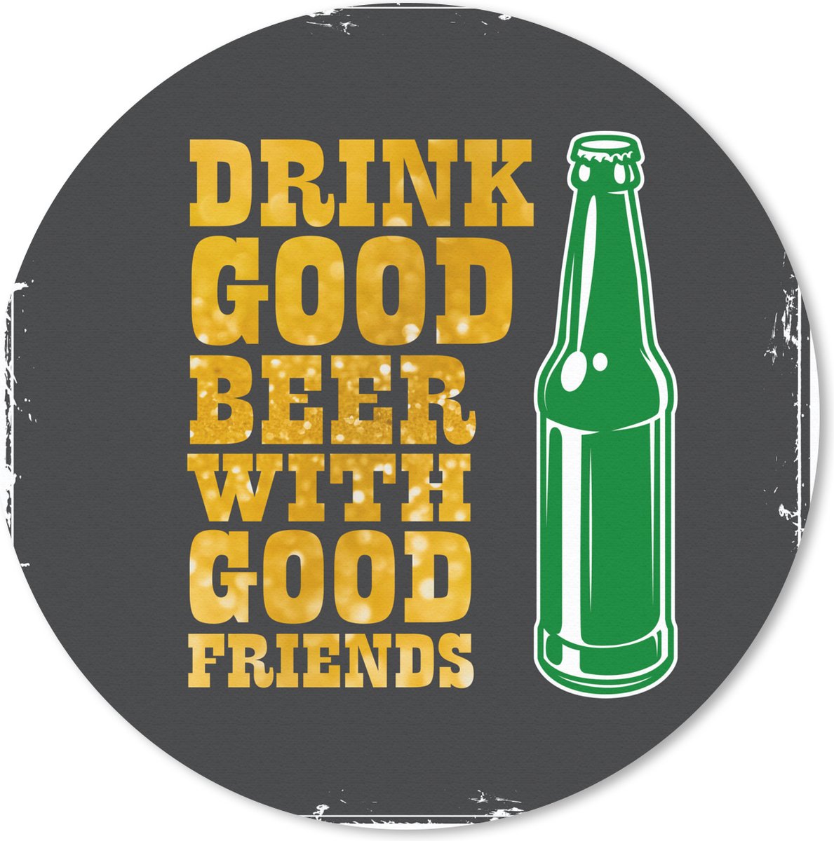 Muismat rond 40x40 cm - Mousepad Mancave - Bier - Fles - Quotes - Vintage - Ronde muismatten