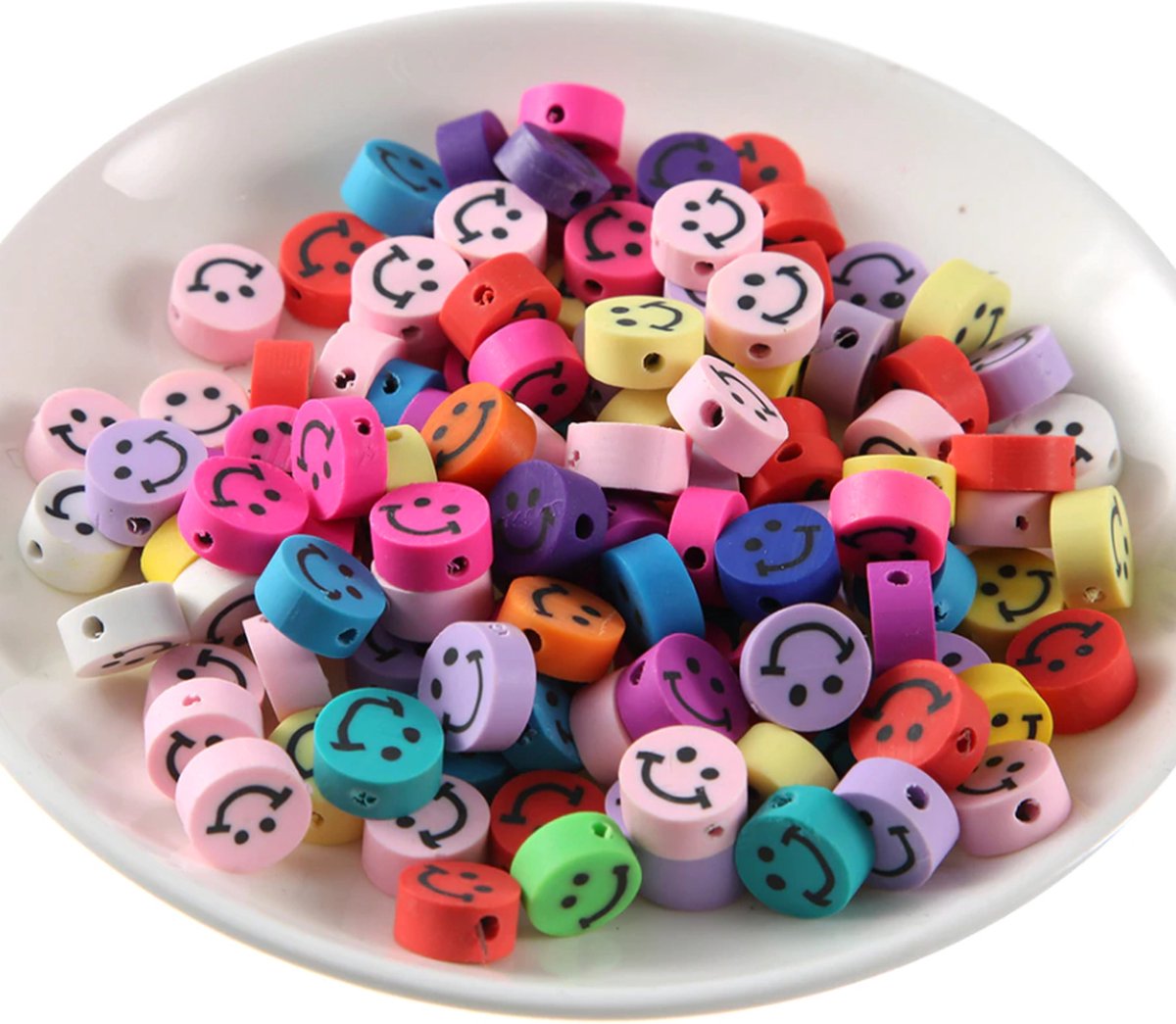 FISKA - 200 stuks Kralen Smiley - 1 cm - Figuurkralen - Kleikralen - Klei Kralen Smiley - Kralen Emoji
