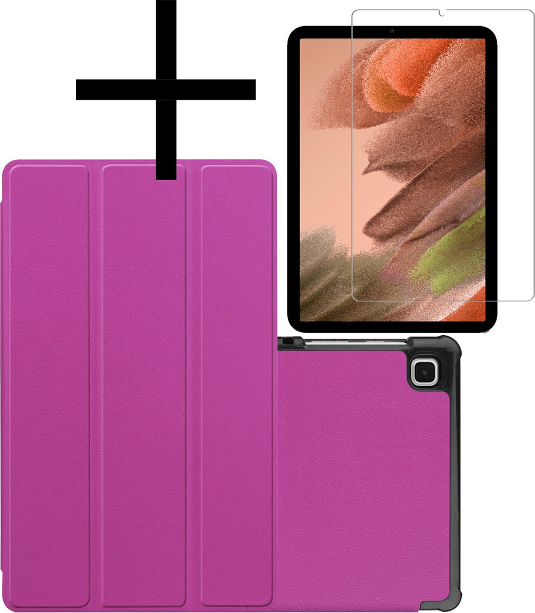 Hoesje Geschikt voor Samsung Galaxy Tab S6 Lite Hoesje Case Hard Cover Hoes Book Case Met Screenprotector - Paars