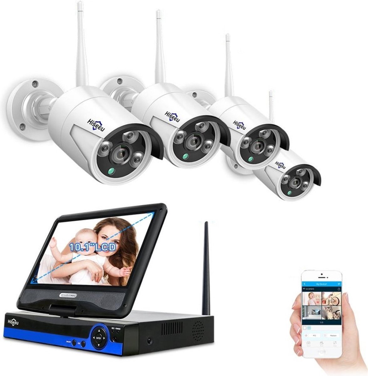 4 draadloze CCTV IP-camera's;