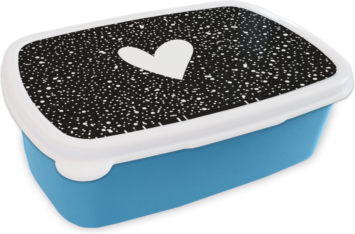 Broodtrommel Blauw - Lunchbox - Brooddoos - Design - Liefde - Hartje - 18x12x6 cm - Kinderen - Jongen