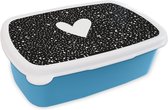 Broodtrommel Blauw - Lunchbox - Brooddoos - Design - Liefde - Hartje - 18x12x6 cm - Kinderen - Jongen