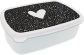 Broodtrommel Wit - Lunchbox - Brooddoos - Design - Liefde - Hartje - 18x12x6 cm - Volwassenen