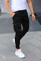 Hommes élastique Multi-poches maigre déchiré Jeans hommes coupe ajustée survêtement crayon pantalon 2021 Mode Jeans pantalons de survêtement Hip Hop pantalon - W32