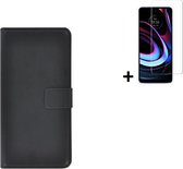Motorola Moto E32/ E32s Hoesje - Bookcase - Moto E32/ E32s Hoesje - Pu Leder Wallet Book Case Zwart Cover + Screenprotector