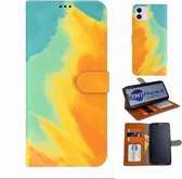 Samsung Galaxy A52-4G / A52-5G / A52S-5G Ultra Bescherming - Autumn Leaves Yellow- Aquarel - Edge to Edge - Vloeibare Kunstleer - Telefoon Bookcase met 3x kaarthouder