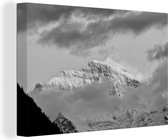 Canvas Schilderij Zonsondergang over de Zwitserse Alpen bij de Eiger - zwart wit - 60x40 cm - Wanddecoratie