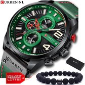 Curren - Horloge Heren - Cadeau voor Man - Horloges voor Mannen - 47 mm - Groen Zwart