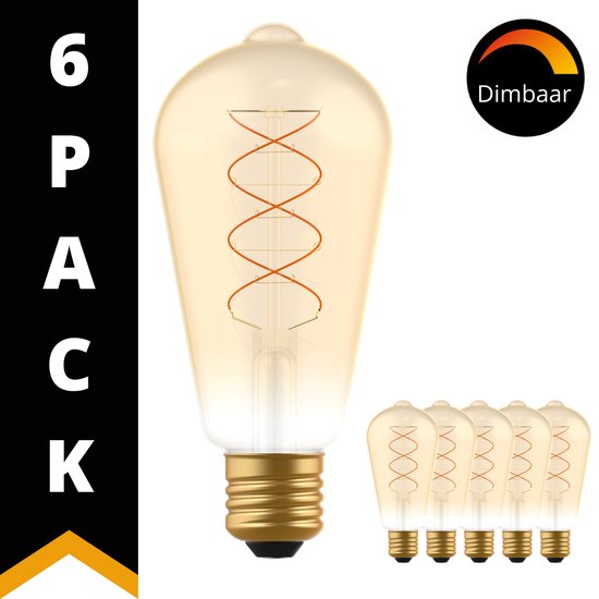 DecoDim LED ST64 Edison Amber - Dimbaar - Extra warm wit - 5W - lampen