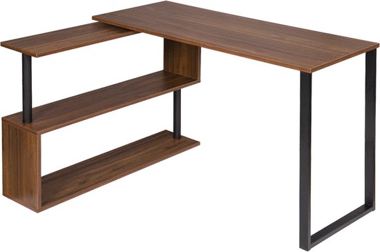TitanX L-Vormig Gaming & Computerbureau Met Lades En Opbergplanken Stevig Houten Hoekbureau Met Brede Werkruimte 100x45x162 Cm 39 4x17 7x63 8 In Voor Slaapkamer Kantoor A