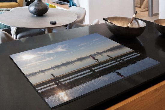 KitchenYeah® Inductie beschermer 80x52 cm - Rotterdam - Skyline - Water - Kookplaataccessoires - Afdekplaat voor kookplaat - Inductiebeschermer - Inductiemat - Inductieplaat mat