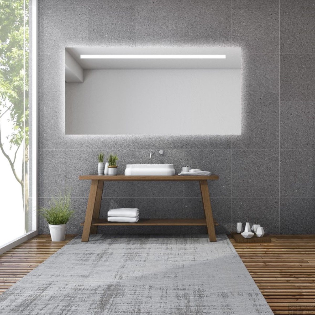 SensaHome - Luxe Badkamerspiegel met Geïntegreerde LED Verlichting - Wandspiegel - Inclusief Spiegel Verlichting - 60 x 80 CM