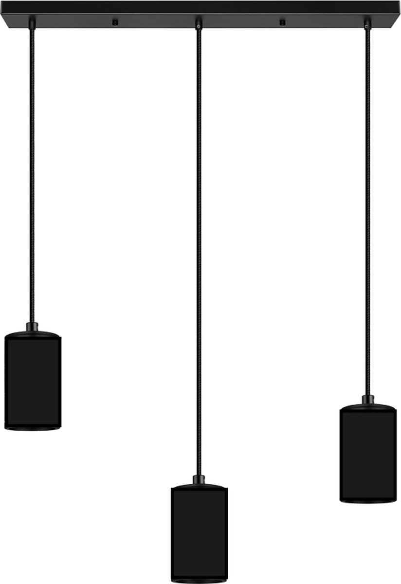 Hanglamp - 3 Lichts - Verstelbare hoogte max 150mm - 70x10cm - Led - Zwart