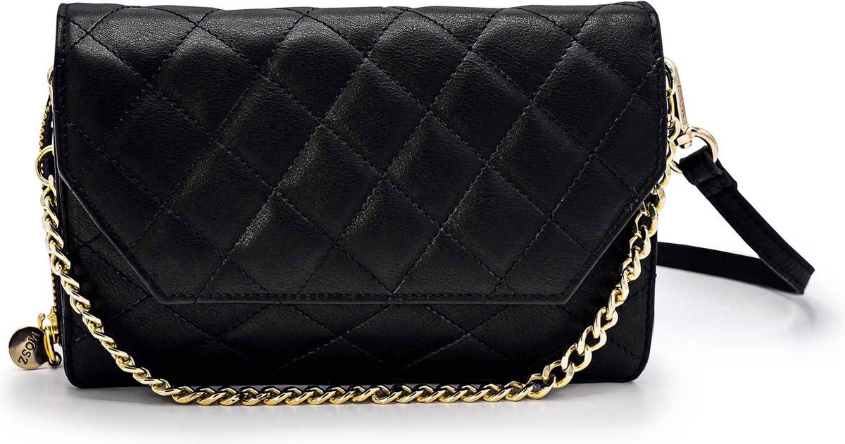 MŌSZ Dames Tassen / Telefoontasje / Handtas - Leer - Kris - Black