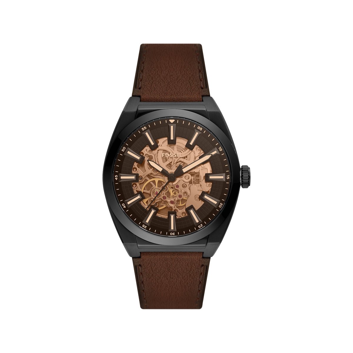Fossil Everett ME3207 Horloge - Leer - Bruin - Ø 42 mm