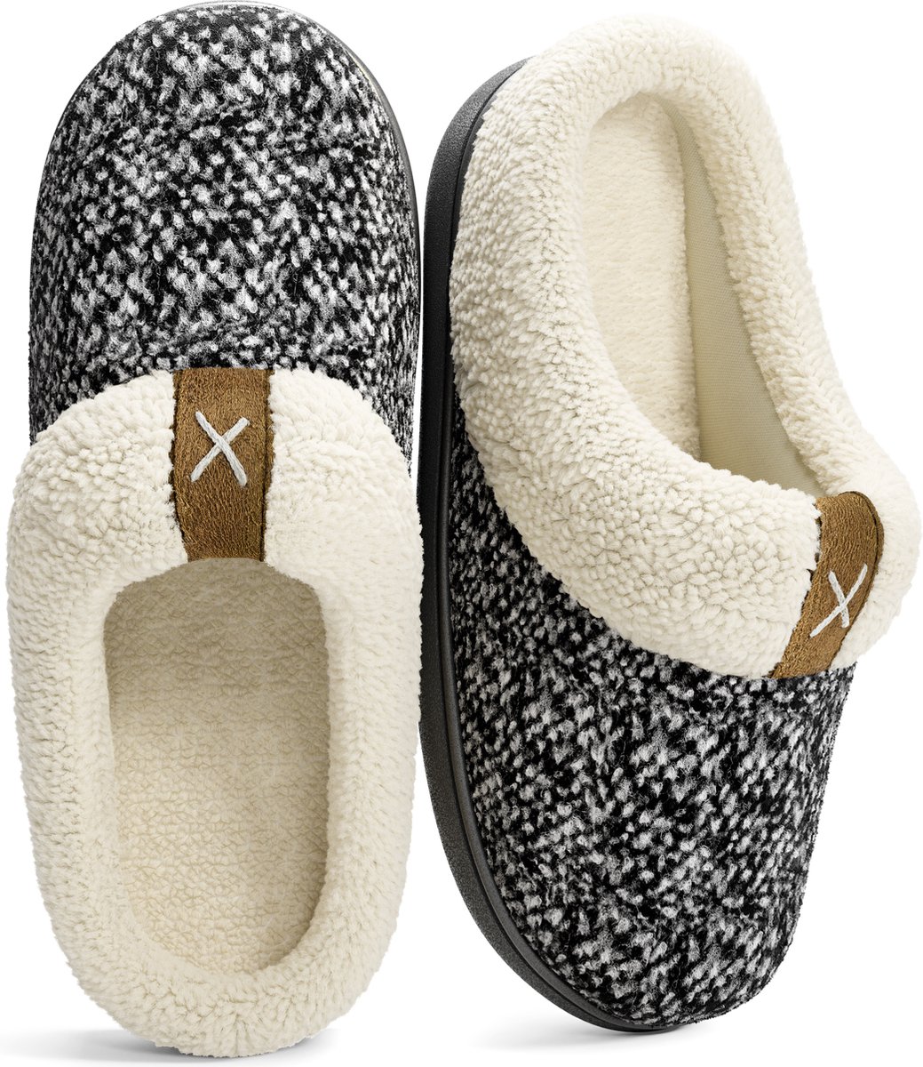 Pantoffels Dames - Sloffen - Maat 36/37 - Zwart/Grijs - Anti-slip - Comfeet