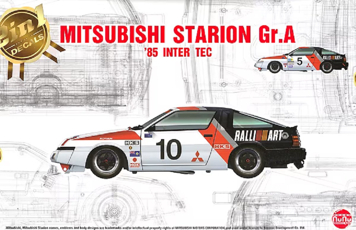 NuNu Modelbouwpakket Auto - 24031 Mitsubishi Starion Gr.A 1985 Inter TEC in Fuji Speedway Plastic - 1:24 - Modelbouw