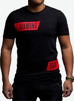 DMNDBK AMSTERDAM - Heren slim fit t-shirt - zwart - Diamondback Diagonal - Maat L