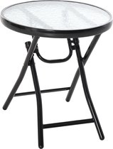 Outsunny Table de jardin table bistrot avec plateau en verre rond métal Ø 45 cm noir 84B-590