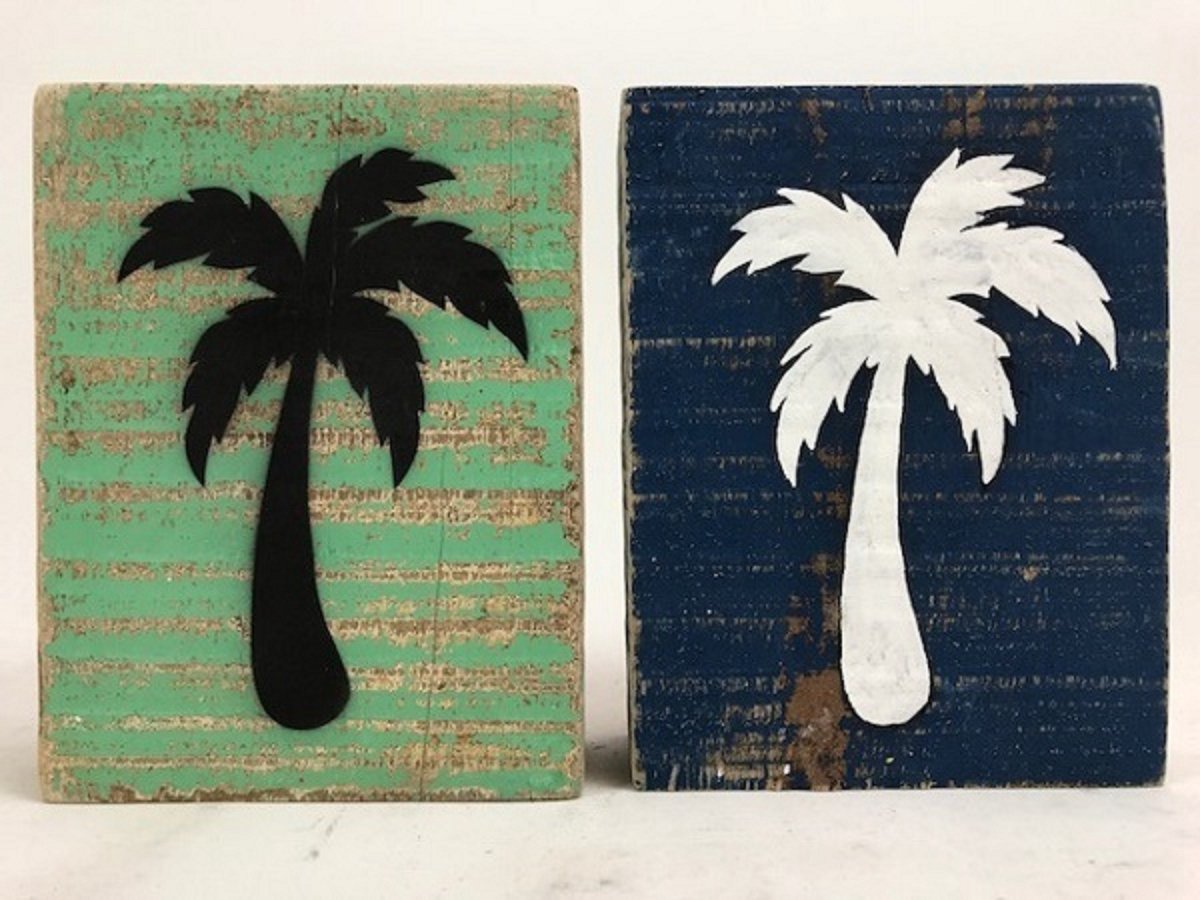 Blok Alex 11x15x5 cm Palmboom blauw en groen