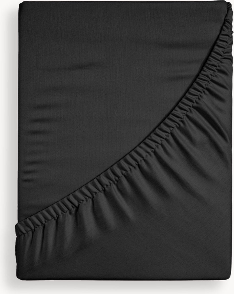 Y-NOT - Crispy Cotton Hoeslaken Matras - 180x200 - tot 25 cm matrasdikte - 100% Katoen - 180 draaddichtheid - Zwart