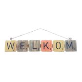 Duurzaam Wandbord - Hout - Wanddecoratie - ''Welkom'' - 12x40cm - Tekstbord